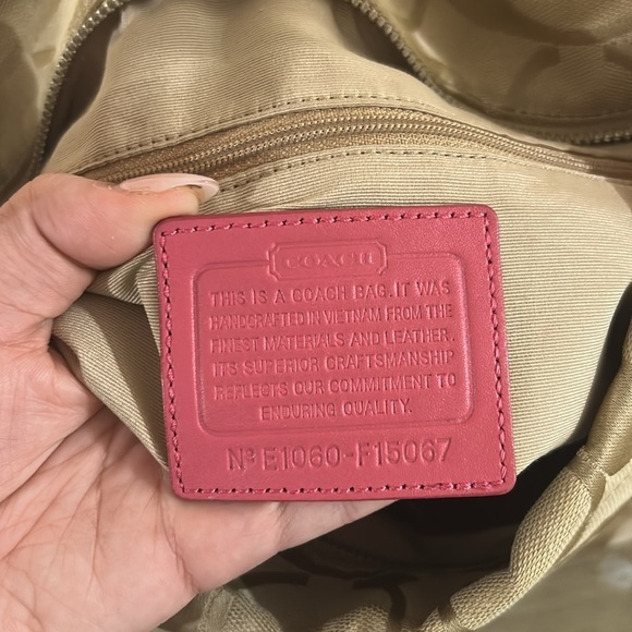 Coach F15067 Beige and Pink Shoulder Monogram Canvas and Leather Bag - Picture 11 of 11